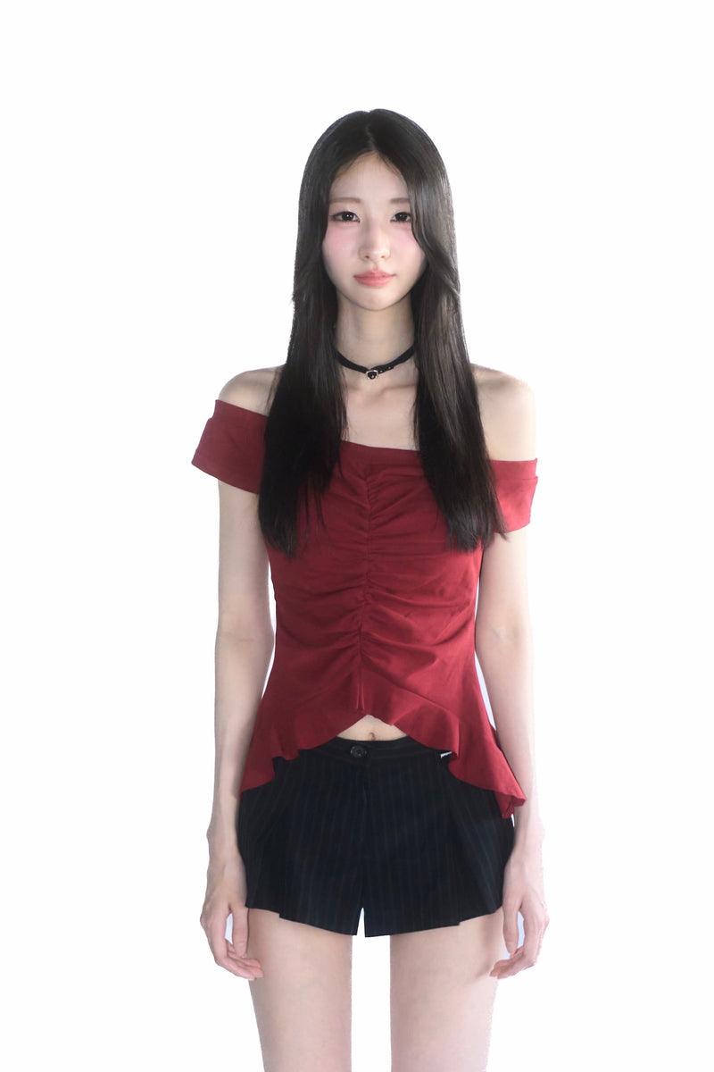 Scarlett Ruffle Off-Shoulder Tee