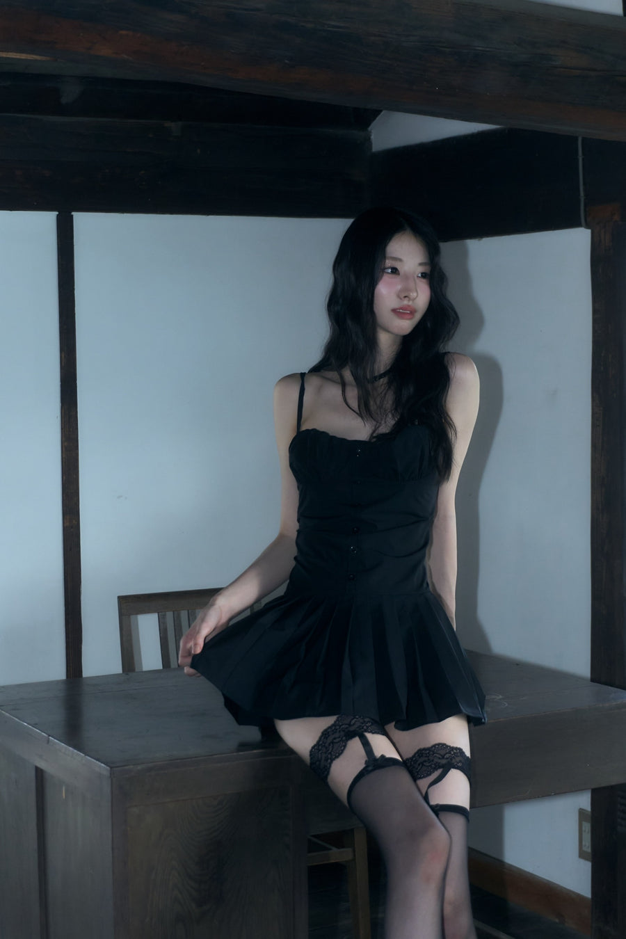 Petite Pleats Mini Dress