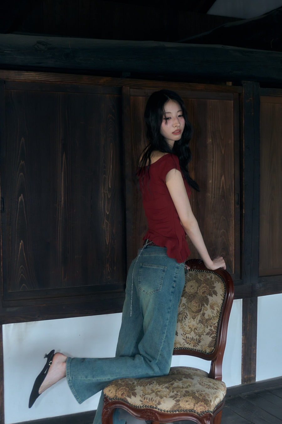 Scarlett Ruffle Off-Shoulder Tee hover